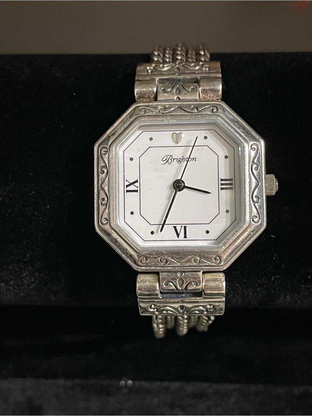Brighton Saratoga Silver Multi Strand Bracelet Watch Toggle Easy Read, Working